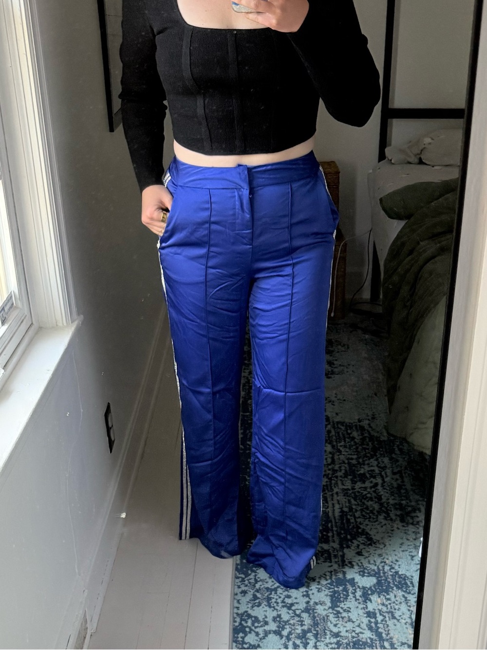 NWT Hunter & Brown Wide-Leg Rhinestone Pants Sz L
